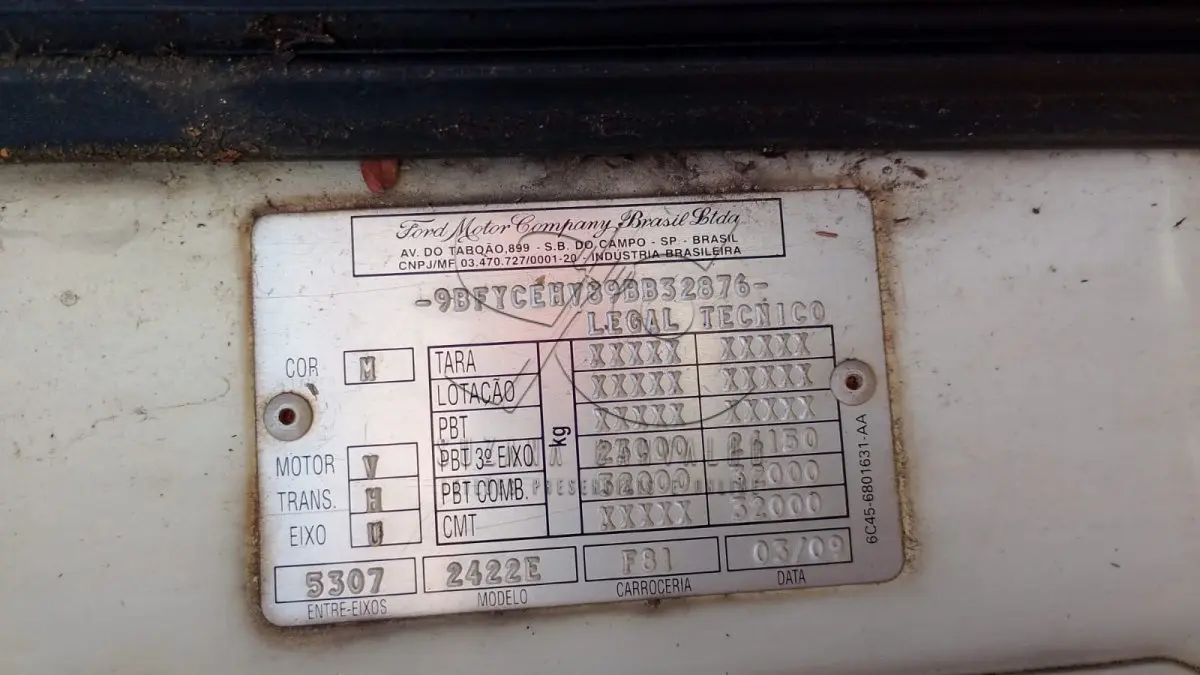 LOTE 015 - FORD CARGO 2422 BELP SL 2009