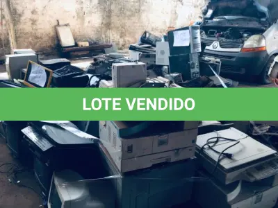 LOTE 003 - Sucatas diversas de: Material de informática: impressoras, CPUS, estabilizadores, aparelhos TV, ventiladores desmontados, marcas diversas.